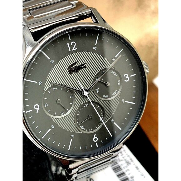 Lacoste Men's Watch 2011142 Club Quartz Gray Dial Stainless Steel 42mm - Picture 1 of 13